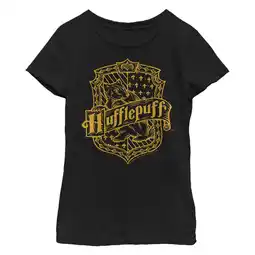 Walmart Girl's Harry Potter Hufflepuff Lined Crest Graphic T-Shirt offer