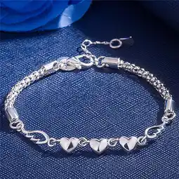 Walmart 50% off Clearance Women's 925 Sterling Silver Charm Love Heart Wings Bracelet Bangle Jewelry,1PC offer