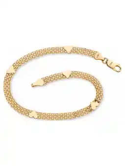 Walmart PalmBeach Jewelry Solid 10k Yellow Gold Bismark-Link Heart Bracelet 7.25 offer