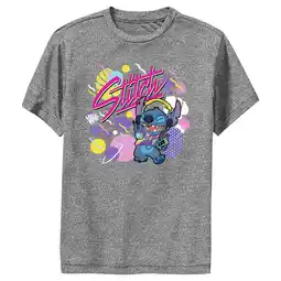 Walmart Boy's Lilo & Stitch Colorful Retro Stitch Performance Graphic Tee Charcoal Heather Medium offer