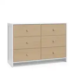 Walmart Storkcraft Calabasas 6 Drawer Nursery Double Dresser, White with Driftwood offer