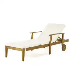 Walmart Daisy Outdoor Teak Acacia Wood Chaise Lounge with Cream Cushion offer