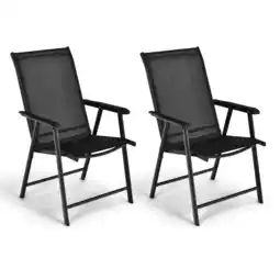 Walmart Costway 2PCS Patio Folding Dining Chairs Portable Camping Armrest Garden Black offer