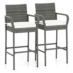 Walmart Topbuy 2 Pcs Outdoor Bar Stools with Cushions, Mix Gray offer