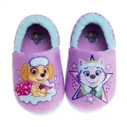 Walmart Nickelodeon Paw Patrol Everest and Skye Girls Dual Sizes Slippers - Purple, 7-8 offer