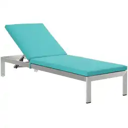 Walmart Pemberly Row Plastic Wood Reclining Patio Chaise Lounge in Silver and Turquoise offer