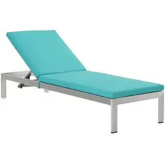 Walmart Pemberly Row Plastic Wood Reclining Patio Chaise Lounge in Silver and Turquoise offer