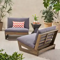 Walmart GDF Studio Elloree Outdoor Acacia Wood Club Chairs with Cushions, Set of 2, Gray and Dark Gray offer