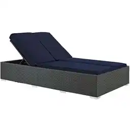 Walmart Hawthorne Collection Patio Double Chaise Lounge in Chocolate and Navy offer