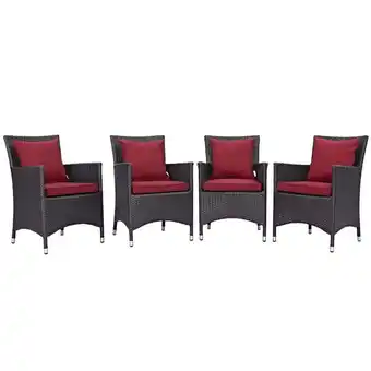 Walmart Pemberly Row Patio Dining Chair in Espresso and Red (Set of 4) offer