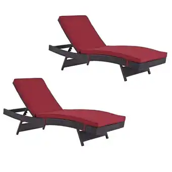 Walmart Home Square 2 Piece Adjustable Patio Chaise Lounge Set in Red offer