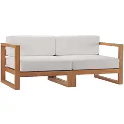 Walmart Afuera Living 2 Piece Solid Teak Wood Patio Loveseat in Natural and White offer