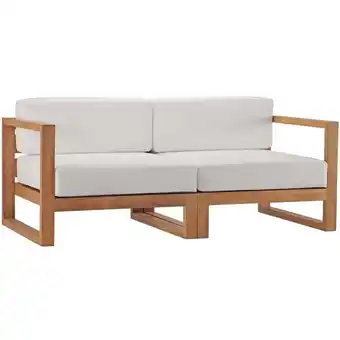 Walmart Afuera Living 2 Piece Solid Teak Wood Patio Loveseat in Natural and White offer