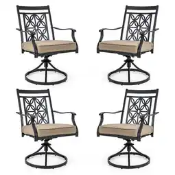 Walmart Gymax Patio Metal Swivel Chairs Set of 4 Fabric Bistro Rocker Chairs w/ Curved Armrests offer