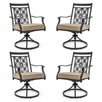 Walmart Gymax Patio Metal Swivel Chairs Set of 4 Fabric Bistro Rocker Chairs w/ Curved Armrests offer