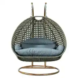 Walmart 78 x 57 x 27 in. Beige Wicker Hanging 2 Person Egg Swing Chair, Charcoal Blue offer