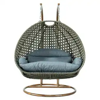 Walmart 78 x 57 x 27 in. Beige Wicker Hanging 2 Person Egg Swing Chair, Charcoal Blue offer