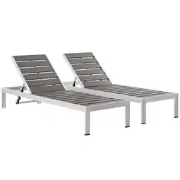 Walmart Pemberly Row Aluminum Patio Chaise Lounge Chair in Silver/Gray (Set of 2) offer