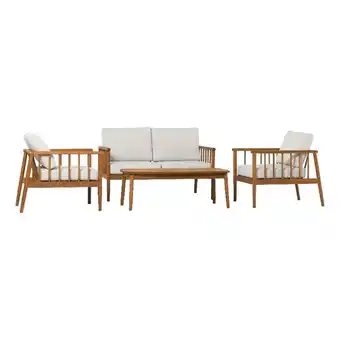 Walmart Pemberly Row Modern Outdoor Spindle Style 4 Piece Solid Wood Chat Set - Brown offer