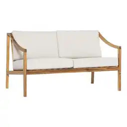 Walmart Modern Solid Wood Outdoor Curved Arm Loveseat - Natural offer