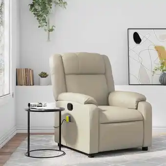 Walmart vidaXL Massage Recliner Chair, Adjustable Recliner with 6-Point Vibration Massage, Cream Leather offer