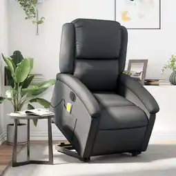 Walmart vidaXL Electric Stand up Massage Recliner Chair Black Real Leather offer