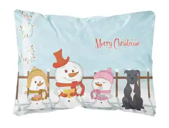 Walmart Merry Christmas Carolers Staffordshire Bull Terrier Blue Canvas Fabric Decorative Pillow offer