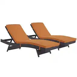 Walmart Pemberly Row Modern Rattan/Aluminum Patio Chaise in Orange (Set of 2) offer