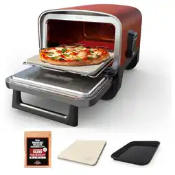 Walmart Open Box 8-in-1 Electric Programmable Metal Woodfire Pizza Oven w/ Timer, Red offer