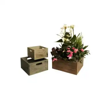 Walmart Wald 8340/S3 Set Of 3 Square Distressed Rustic Wood Crates offer