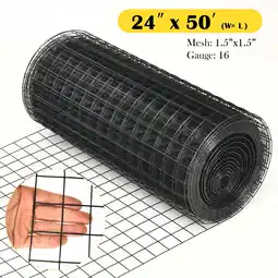 Walmart Costway Hardware Cloth 50 x 24in, Black Vinyl Coated Welded Wire Mesh with 1.5 Grid Rust Resistant offer