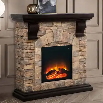 Walmart 40 Electric Fireplace with Mgo mantel Tan offer