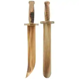 Walmart Pavo 2pcs Outdoor Wooden Toy Wooden Sword Knife Smooth Surface Wooden Sword Knife Props offer