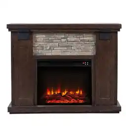 Walmart LIVILAND 48 Magnesium Oxide Freestanding Electric Fireplace - Brown offer