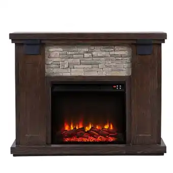 Walmart LIVILAND 48 Magnesium Oxide Freestanding Electric Fireplace - Brown offer