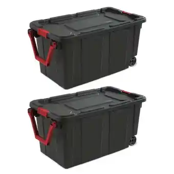 Walmart Sterilite 40 Gallon Wheeled Industrial Tote Plastic, Black, Set of 2 offer