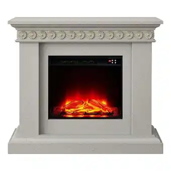 Walmart 46.5 Wide Electric Freestanding Fireplace w/ Realistic LED Flames - Off White offer