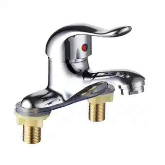 Walmart Clearance NANDIYNZHI Bathroom Double Couplet Basin Sink Faucet Countertop Mixer Tap Silver offer