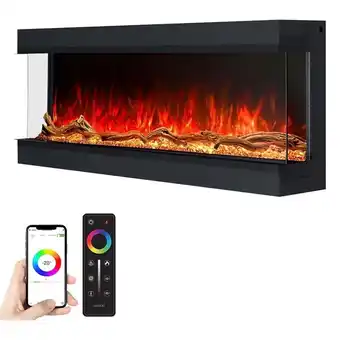 Walmart Pemberly Row 3 Sided Electric Fireplace with Remote Control in Black offer