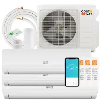 Walmart Costway 27K BTU(36000 BTU ASHRAE) 3 Zone 12k BTU 19 SEER2 Mini Split Air Conditioner Work with Alexa offer