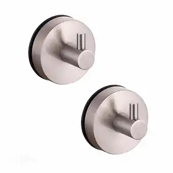 Walmart Set of 2 Towel Stainless Steel Heavy Duty Hanger Bathroom Suction Cup Hooks offer