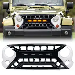 Walmart AMERICAN MODIFIED Grille 07-18 Jeep Wrangler JK w/ Amber LED, White/Black offer