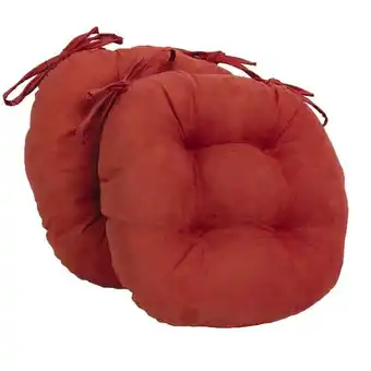 Walmart 16 in. Solid Microsuede Round Tufted Chair Cushions, Cardinal Red - Set of 2 offer