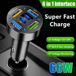 Walmart XAEIOW 66W 6-Port Car Charger Fast Charging PD QC3.0 USB Type-C For iPhone Samsung Huawei Xiaomi offer