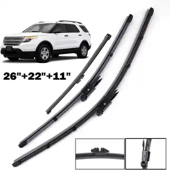 Walmart 3Pcs 26''/22''11'' Front Rear Windshield Wiper Blades for Ford Explorer 2011-2018 offer