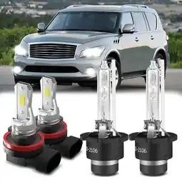 Walmart For Infiniti QX56 2011 2012 2013 D2S HID Headlight(Hi-Lo Dual Beam) H11 Fog Light Bulbs 4pcs offer