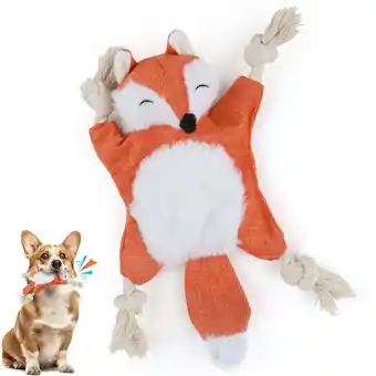 Walmart PcEoTllar Fox Dog Toy with Squeaker, Stuffless Plush Dog Toy Squeaky Toys Cotton Rope Dog Toy offer