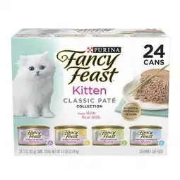 Walmart Purina Fancy Feast Kitten Food, Wet Cat Food, Classic Pate Collection with Milk, 3 oz Cans (24 Pack) offer