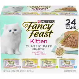 Walmart Purina Fancy Feast Kitten Food, Wet Cat Food, Classic Pate Collection with Milk, 3 oz Cans (24 Pack) offer