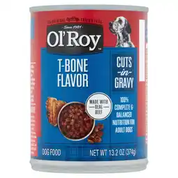 Walmart Ol' Roy T-Bone Flavor Cuts in Gravy Wet Dog Food, 13.2 oz Can offer